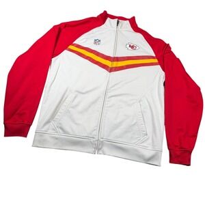 Reebok NFL Onfield Mens XL White Red KC Chiefs Full Zip Track Jacket Sportswear